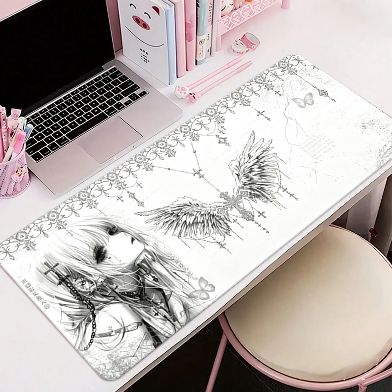 Pc Gaming Desk - Skórzana podkładka pod mysz czarno-biała Anime